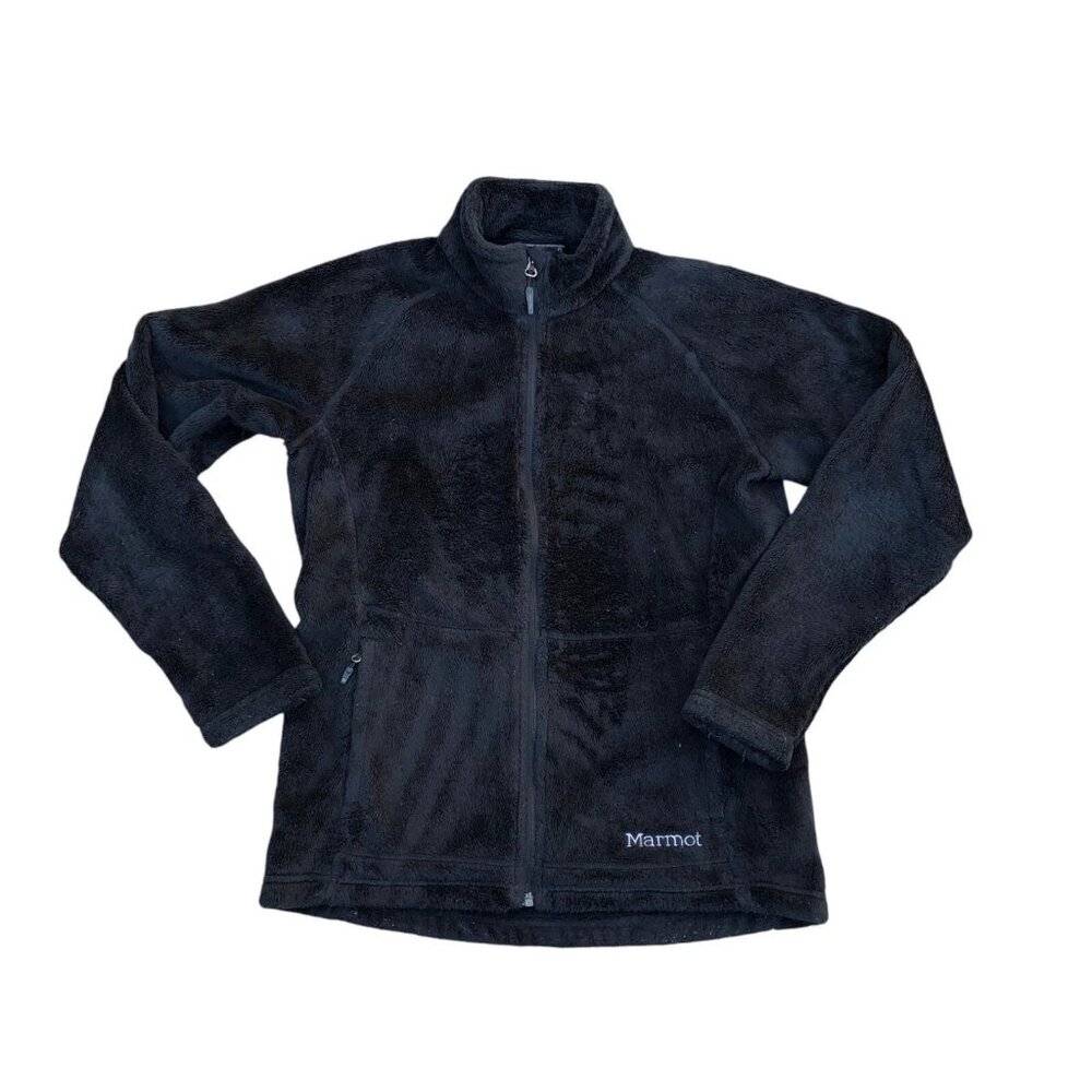 MARMOT Fuzzy Sherpa Fleece Jacket LG Women's Black Full Zip
